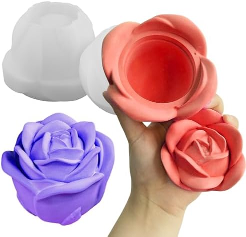 Wehous 3D Rose Box Mold with Lid, Flower Jar Bowl Resin Mold Silicone, Unique Candle Holder Container Storage Silicone Molds for Epoxy Resin, DIY Jewelry Trinket Holder Concrete Cement Craft Decor