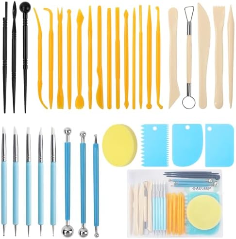 AULEEP 35 PCS Clay Sculpting Tools Kit, Air Dry Clay Tool for Pottery Craft
