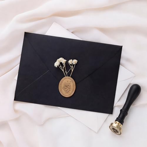 UNIQOOO 3D Relief Wax Seal Stamp, Vintage Frame Bouquet Botanical Brass Head with Wood Handle, Aesthetic Floral Sealer for Wedding Invitations, DIY, Gift Wrapping, Envelopes, Christmas Cards