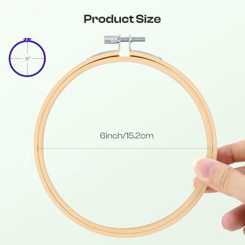 Caydo 6 Pieces 6 Inch Embroidery Hoop with Metal Screw