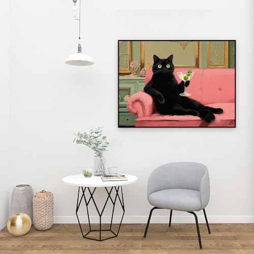 pchmcu Black Cat Paint by Numbers Kit for Adults Beginner,Cat Lying on the Sofa Adult Paint by Number Kits on Canvas,Easy Canvas Paint by Numbers for Adults for Home Wall Decoration 16 X 20 inch