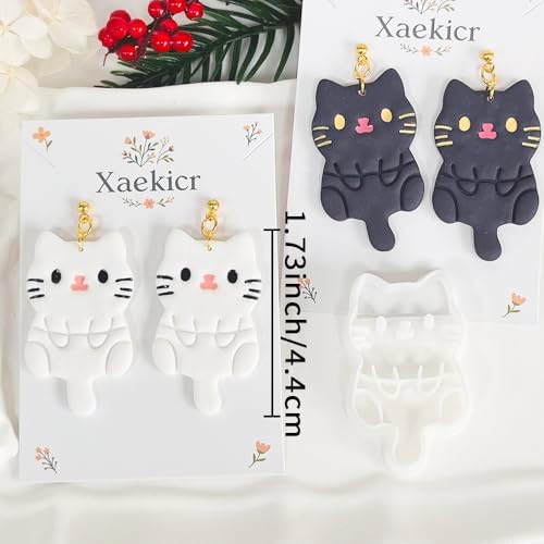 Xaekicr Black Cat Polymer Clay Cutters for Earrings – Cute Animal Clay Cutters for Polymer Clay Jewelry Making – Clay Tools & Earring Molds for DIY Crafts
