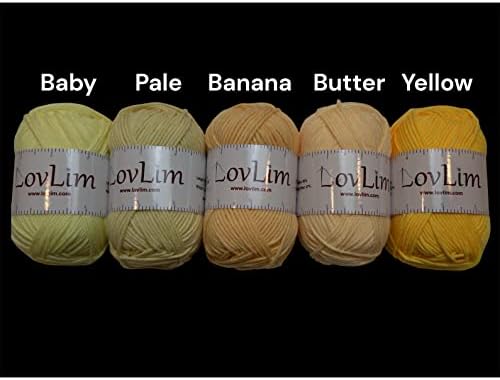 Yarn Pack, 2 skeins of 50g Each, Soft Cotton Yarn for Crochet and Knitting, Craft DK Amigurumi Yarn (Butter Yellow)