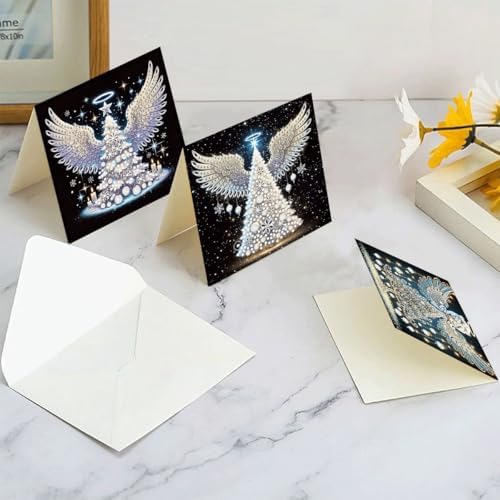 LSQFS Angel Wings Diamond Painting Greeting Cards Kit,with Envelopes