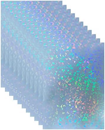 Bleidruck 25 Sheets Broken Glass Holographic Laminate Sheets Adhesive Paper | Clear Cold Laminate Sheets Holographic Sticker Paper A4 Size 8.3x11.7 In Waterproof for Documents, Photos, No Machine Needed