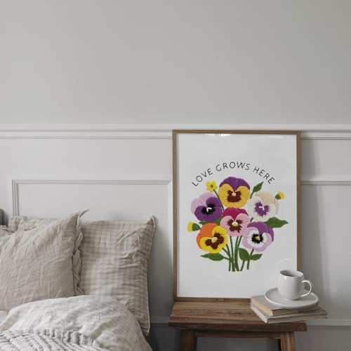 Nuberlic Embroidery Kit for Beginners, Pansy Needlepoint Kit