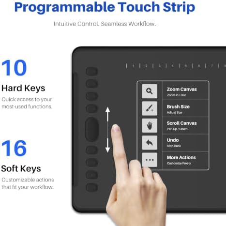 HUION Inspiroy H1161 Graphics Drawing Tablet with Touch Strip, 11x6.87 Inch