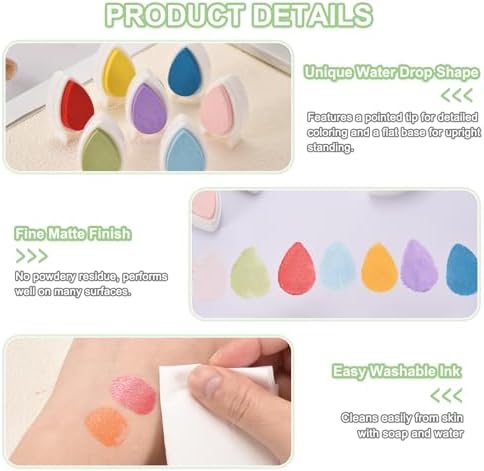 MECCANIXITY Pigment Ink Pads for Stamps, 1.9 x 1.4 Inch Water Drop Shape Embossing Craft Chalk Sticky Ink Pad Stamp for Wood, Fabric, Fingerprint, Scrapbook, DIY Card Making, Coffee Brown