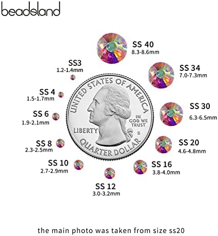 Beadsland Hotfix Rhinestones Bulk, Crystal AB, SS8, 14400pcs