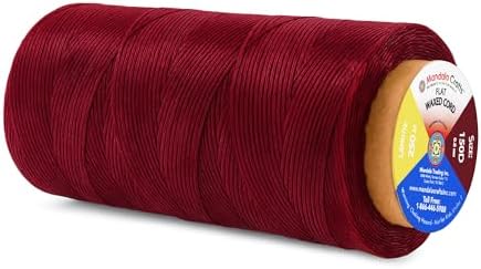 Mandala Crafts 150D 0.8mm Maroon Flat Waxed Thread for Leather Sewing