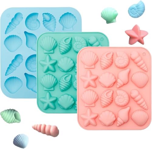 Seashell Silicone Mold Ocean Theme Chocolate Mold Candy Mold Baking Mold Silicone Mold for Cake Decoration Resin Soap Wax DIY Craft Food Grade