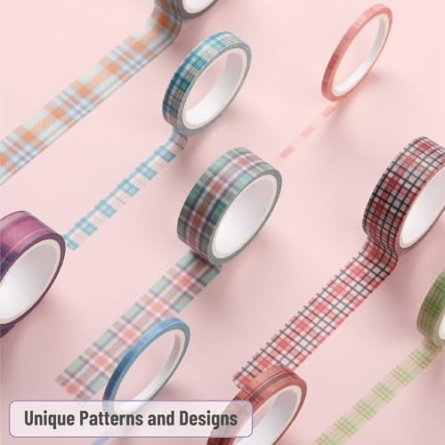 Mr. Pen- Washi Tape Set, 21 Rolls, Assorted Sizes, 5 Yards/Roll | Washi Tape for Scrapbook, Arts, Crafts, Journals and Planners, Plaid Design
