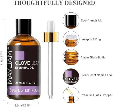 MAYJAM Clove Essential Oil for Diffuser Soap Candle Making, 1.01fl.oz
