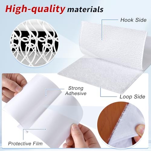 4 Inch x 20Ft Hook and Loop Strips with Adhesive, Double Sided Self Adhesive, Nylon Self Tape for Home Office School and Crafting