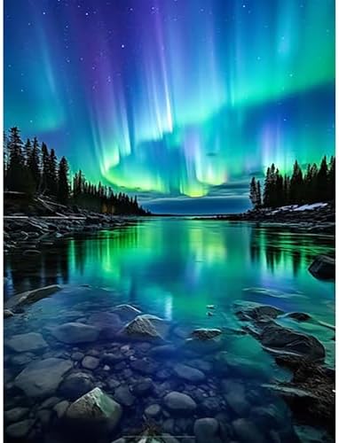 Lophomie Diamond Art Kits for Adults, Northern Lights Diamond Painting Kits