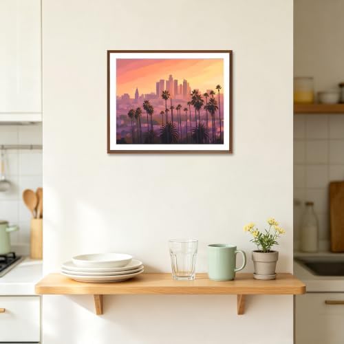 Los Angeles View Paint by Number Kits, California Cityscape Paint by Numbers for Adults, Palm Trees Modern Canvas Paintings, Travel Scenery Acrylic Painting for Home Decor(16×20inch, Unframe)