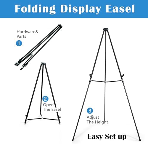 Falling in Art 70" Adjustable Aluminum Display Easel Stand, Holds 20 lbs