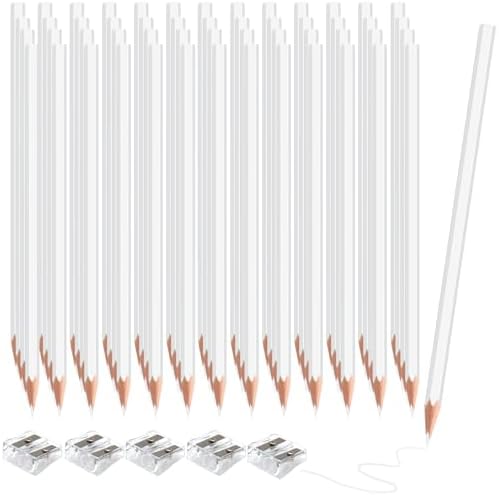60 Pack Bulk White Colored Pencils for Kids, Pre-sharpened Art Pencils Back to School Supplies Set, Drawing Sketching Pencils for Students, Teachers, Classroom