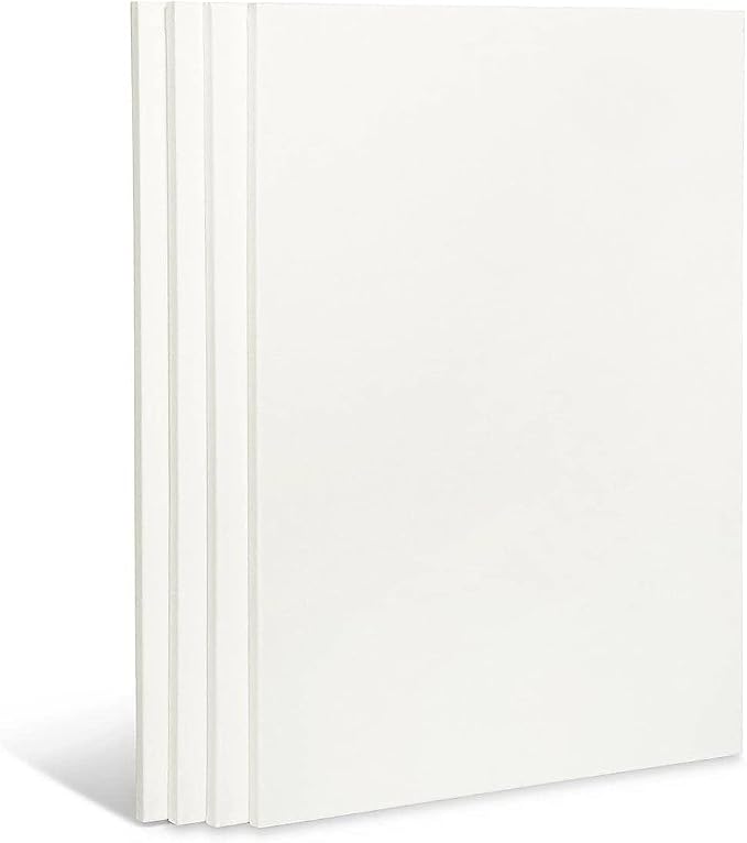 KINGART Stretched White Canvas Set – Rectangle, 18x24 Inch, 4-Pack – 100% Cotton, Triple Gesso Primed – 5/8" Profile Back-Stapled Artist Boards for Acrylic, Oil, Pouring, & Mixed Media Painting