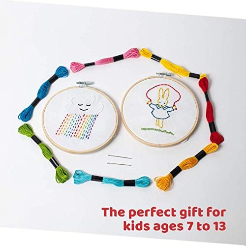 CraftLab Embroidery Kit for Kids - Beginner Sewing Kit with 10 Projects, Hoops, Thread, Patterns