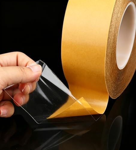 Ultra Thin Clear PET Double Sided Tape 2” x 82 Ft Strong Adhesive Removable No Residue Transparent Mounting Tape for DIY Crafts Office Home Decoration Industrial Fixing