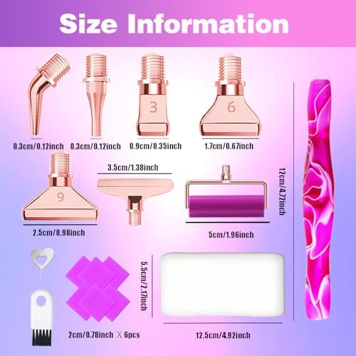 Huanlys Diamond Painting Pens,Diamond Art Pen Tools Accessories Kit with Screw Rose Gold Metal Tip Nibs,Roller for Art Crafts Nail Art, Ergo-Soft Handle and Enhanced Application Efficiency