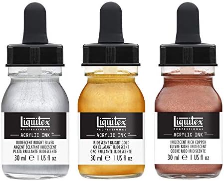 Liquitex Professional Acrylic Ink, 1-oz (30ml), Iridescent Set, Set of 3
