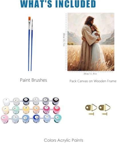 Jesus Paint by Numbers Kit for Adults Framed Canvas 12X16 in, Frameworkless