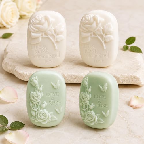 2Pack Rose Silicone Soap Mold Butterfly Soap Making Mold Embossed Floral Silicone Mold Vintage Rose Embossed Mold Handmade Soap Mold for Soap Candle Lotion Bath Bombs Resin Wax Cake Chocolate Candy