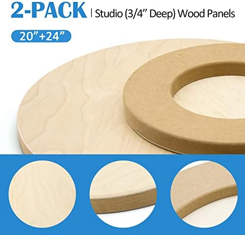Falling in Art 2 Pack 20 and 24" Unfinished Round Birch Wood Panels