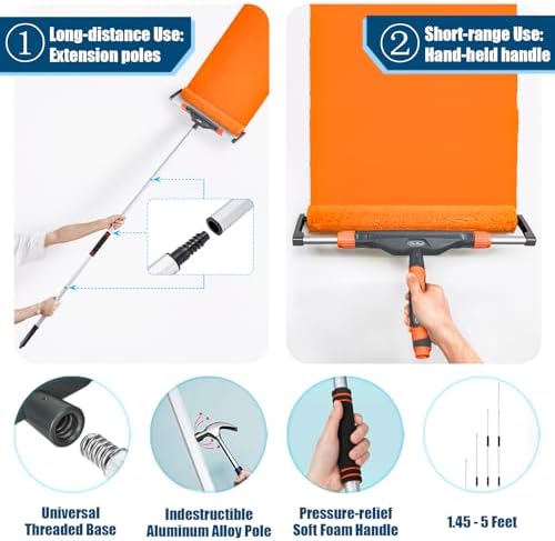 10pc 12"-18" Adjustable Large Paint Roller Kit with Aluminum Extension Pole