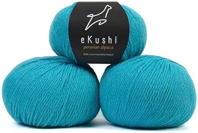100% Baby Alpaca Yarn for Knitting & Crocheting - Set of 3 Skeins of Premium Yarn DK - Lightweight, Hypoallergenic & Thermal Peru Made - Ideal for Delicate Projects (BL799 - Cyan Blue)