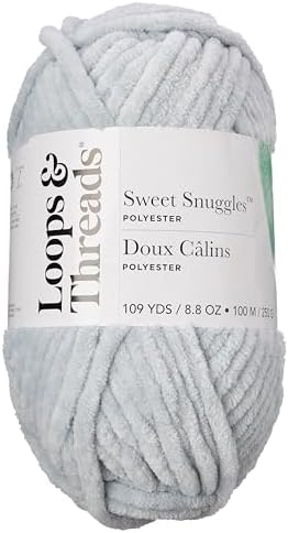 Loops & Threads Sweet Snuggles Yarn - Yarn for Knitting, Crochet, Weaving, and Arts & Crafts - Silver, Polyester, 8.8 oz
