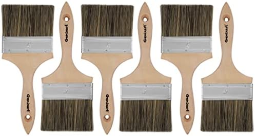 Double Thick Chip Paint Brush, 6 Pack, 4 inch / 100mm Stain Brushes for Painting Walls and Fence Staining, Wooden Handle Masonry Paintbrush for Varnish, Paste, Gesso and Limewash