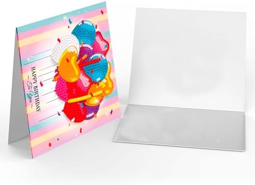 Diamond Art Painting Happy Birthday Cards, 8 Packs 5D Diamond Greeting Cards Kits for Adults DIY Diamond Art Birthday Cards with Envelopes Birthday Gifts for Families, Friends, Partners