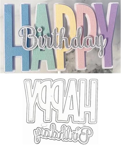 Scrapbooking Die-Cuts for Card Making, Christmas Metal Cutting Dies, Paper Craft Punch Template, Background Embossing Stencils, DIY Album Décor (Happy Birthday B)