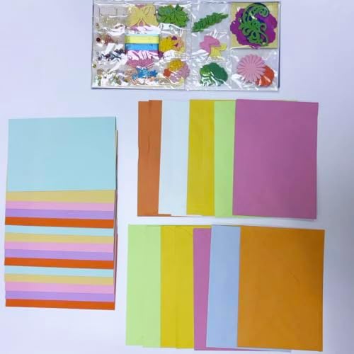 Huralona Handmade DIY Greeting Card Kits Includes 15 Blank Cards 15 Colorful Envelopes with Decoration Accessories for Craft Birthday Thanksgiving Christmas Wedding Invitation Card (Yellow 015)