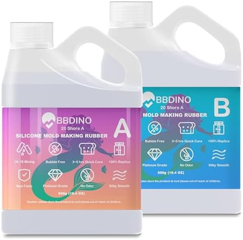 BBDINO Platinum Liquid Silicone Mold Making Kit 20A Clear Trial 2.42 lbs