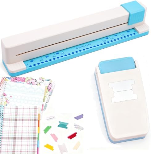 2 Pcs/Sets 30 Holes Binding Punch and Tab Machine, Loose Leaf Paper Punch Machine for Planner, A4 A5 A6 A7 B5 B6 B7 Book Binder Hole Puncher, DIY Tab Maker for Journals Notebooks Scrapbook Albums