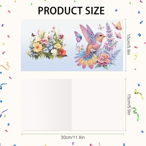 LazyFold 6 Pcs Diamond Painting Greeting Cards Kits for Adults,DIY Animals and Flowers Handmade Festival Greeting Cards withEnvelopes DIY Diamond Art Crafts Birthday Cards Creative Gift