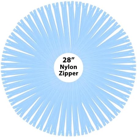 Mandala Crafts 40 PCs Light Blue Closed-End 28 in Nylon Zippers for Sewing