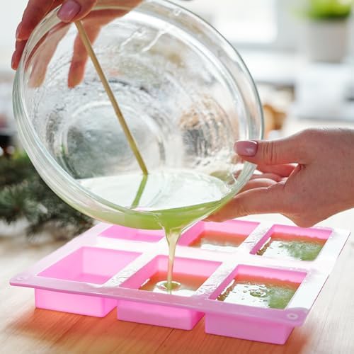 10 Pack Silicone Soap Molds, 6 Cavities Rectangle Silicone Soap Mold, Great for Homemade Craft Soap Bar Mold, DIY Chocolate Molds, Cake Molds & Ice Cube Trays - Just Pop Out (Purple)
