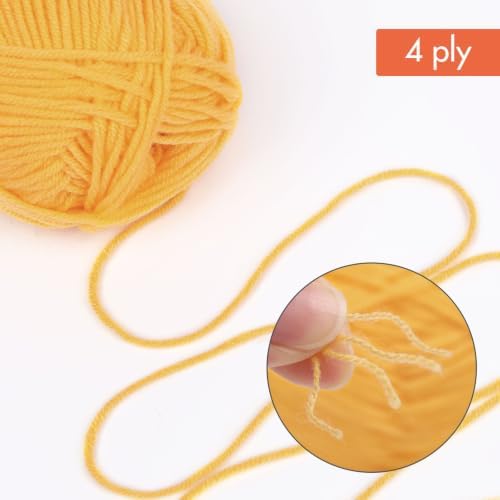 NICEEC 300g Soft Assorted Colors Yarn 100% Acrylic 870yds -Yellow9#