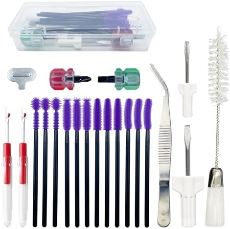 21 Pieces Sewing Machine Cleaning Kit,Sewing Machine Repair Tools Include Tweezers Double Headed Brush Screwdriver Seam Rippers Silicone Brush for Repair and Cleaning Machine Sewing with Storage Box