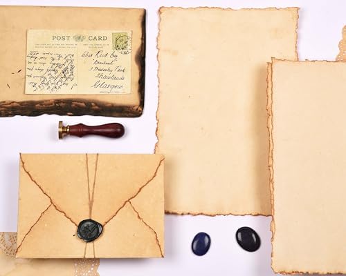 LEATHER VILLAGE Watercolor Paper- 7.5 X 11 inches - 20 Sheets Watercolor Paper for Drawing, Sketching, Wedding Cards & Crafts - 150 GSM Thick Deckle Edge Virgin Cotton Handmade Paper - Vintage