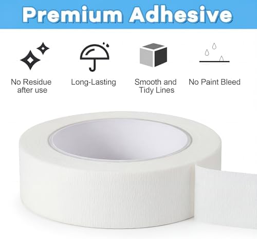 Ymapinc 3 Rolls 32.8ft Thin Washi Tape Set, 11Ydsx0.59In White Masking Tape for Painting/Craft, Decorative Tapes Pack, Washi Tapes for Scrapbooking/Book/DIY Craft/Journal/Gift Wrapping Art