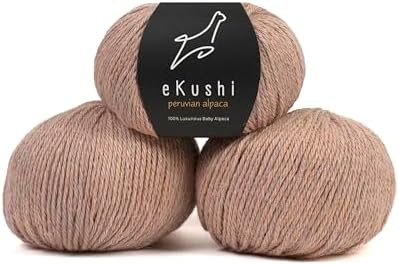100% Baby Alpaca Yarn for Knitting & Crocheting - Set of 3 Skeins of Premium Yarn DK - Lightweight, Hypoallergenic & Thermal Peru Made - Ideal for Delicate Projects (M072 - Tan)