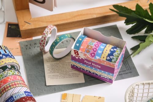YUBBAEX 8 Rolls Basic Washi Tape Set Cute Pattern Masking Decorative Tapes for Arts, DIY Crafts, Journals, Planners, Scrapbooking, Wrapping (Travel Label)