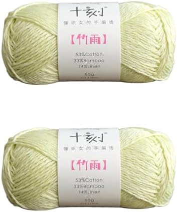 Cotton, Bamboo,Linen Blended Yarn 2 Skeins 50g/1.76oz- 19 Sweet Pea