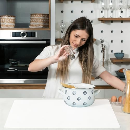 Standard SiliconeTable Placemat, Food-Grade Silicone Table Mat for Baking Pastry Non-Stick, Kids Nonslip Dinner Placemat Heat Resistant Waterproof Countertop Protector (Translucent white)